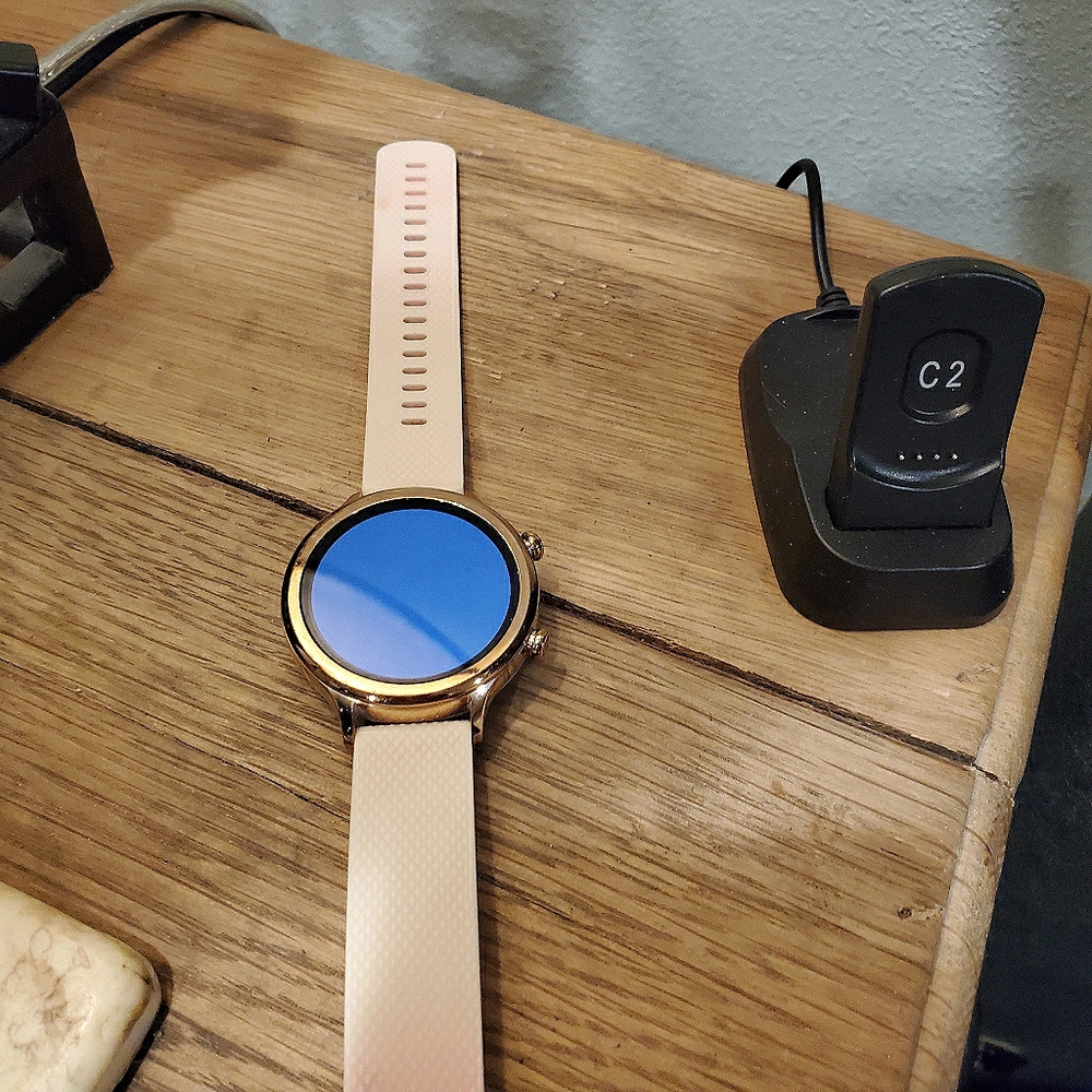 Ticwatch C2 rose gold watch with charger